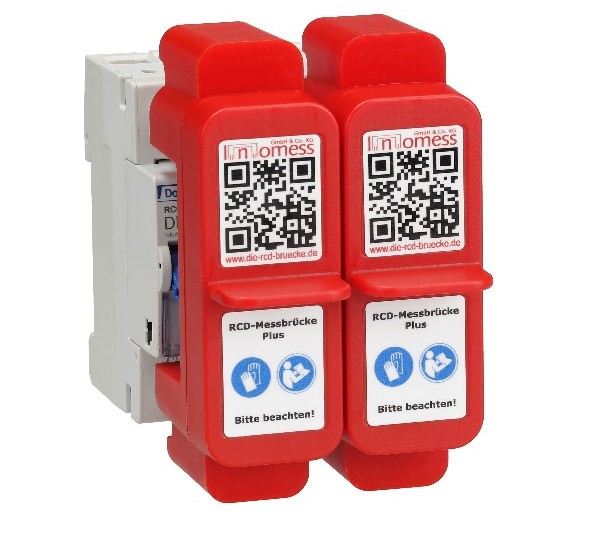 RCD-Messbrücken-Set: zwei RCD-Messbrücken Plus mit Querverbinder auf einem 4-poligen RCD